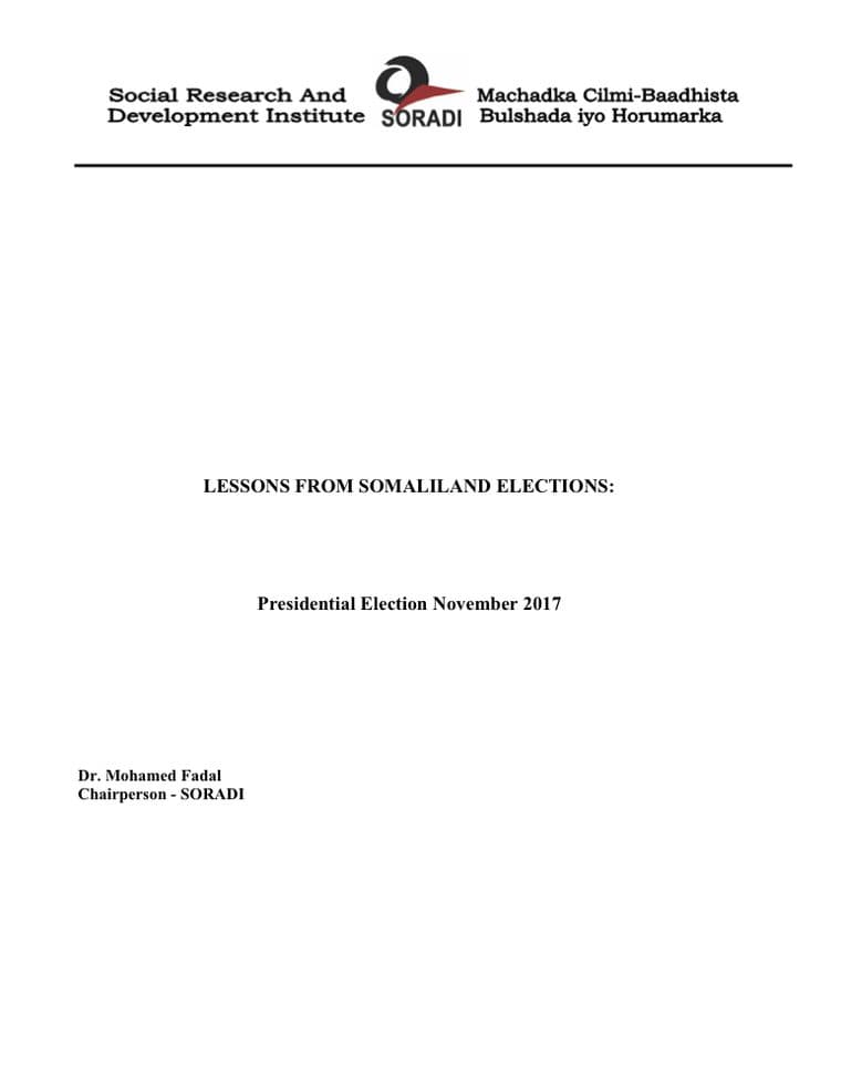 Cover of Lessons From Somaliland Elections