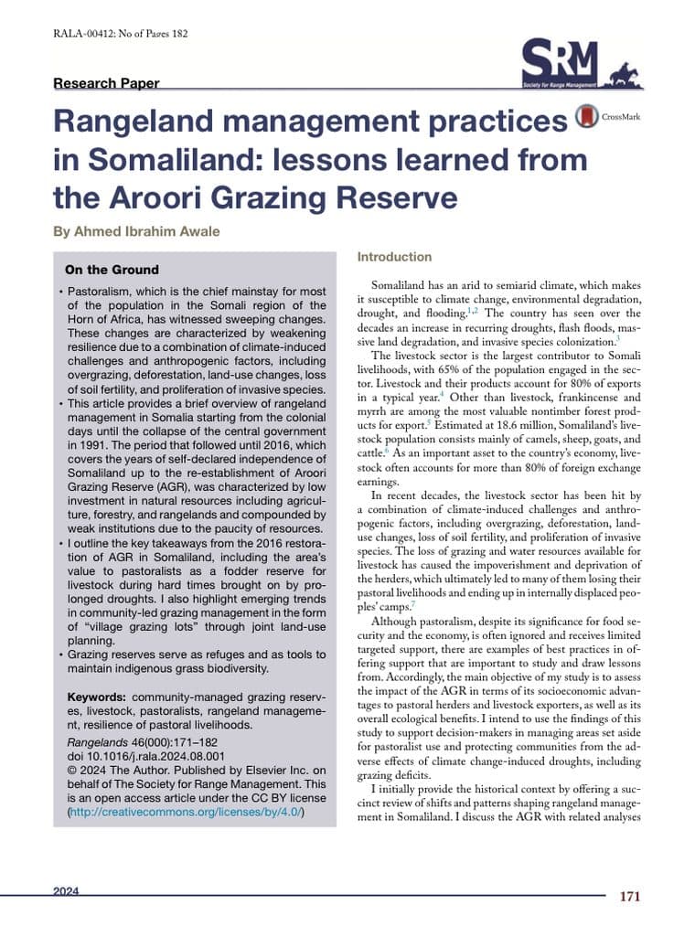 Cover of Rangeland management practices in Somaliland